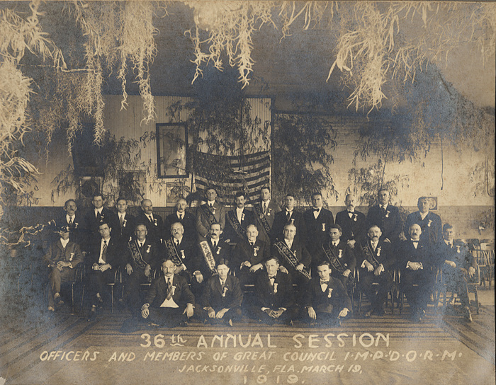 A meeting of Redmen.  Percy Leon Thomas is 2nd from right end on the back row.