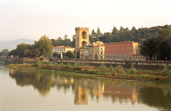 A quiet moment in Florence.  Amongst the hustle and bustle of the city... a quite spot along the Arno river. (October 2001) by Alexandra Agostino