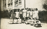 Anneitta Morgan with Joan Thomas' students in Waltz of Flowers number in May Day 1941 pageant in front of school