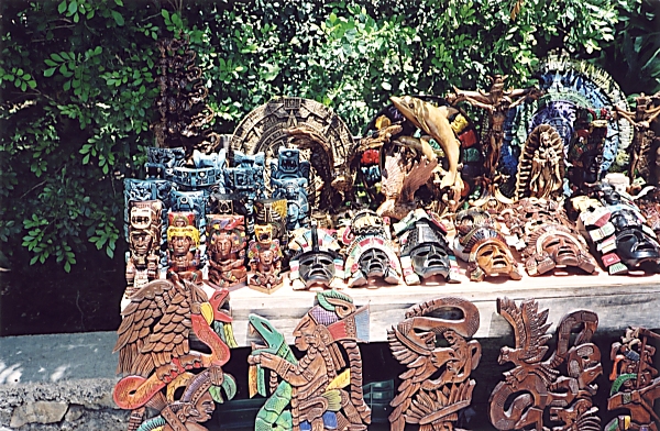 Masks and Carvings for Sale, Cancun, Mexico